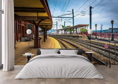 Union Station and railroad tracks in New London, Connecticut. Wall mural