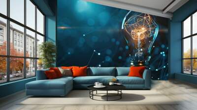 Illuminating Ideas: A Lightbulb in a Network Wall mural