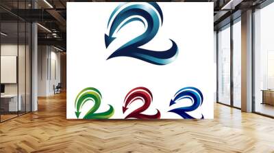 2 two logo 3d wave style for business and technology Wall mural