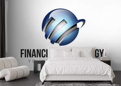 3D Financial Technology - Logo Wall mural