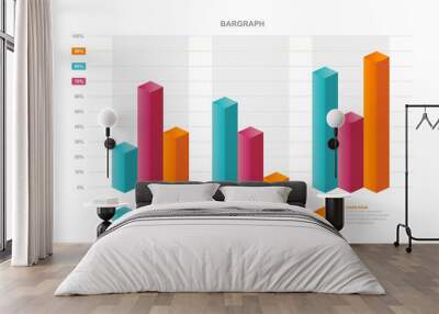 Bar Chart Graph Diagram Statistical Business Infographic Element Template Wall mural