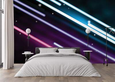 Bright Straight Lines Neon Lights Technology Background Wall mural