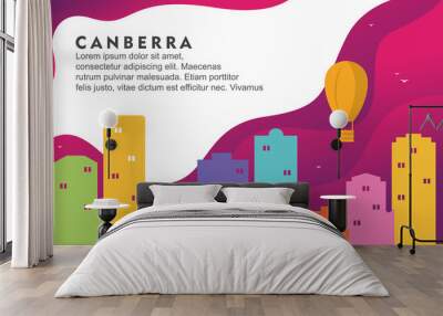 Canberra Australia City Building Cityscape Skyline Dynamic Background Illustration Wall mural