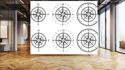 Simple Compass Rose Cardinal Icon Bundle Wall mural