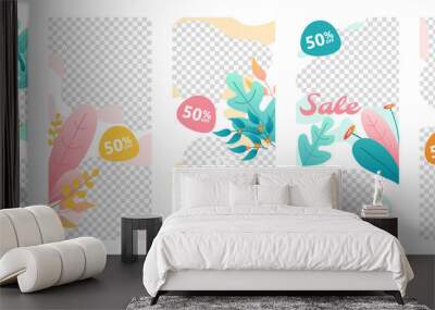 Spring Flower Social Media Story Status Business Marketing Template Set Wall mural