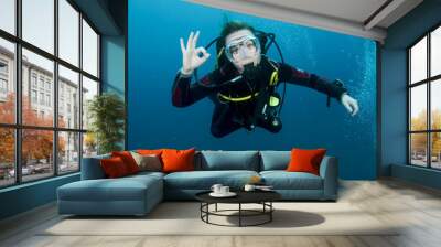 woman scuba diver Wall mural