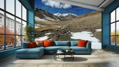 Pamir, Pamir Mountains, Pyanzh River, snowy peaks, Asia, Badakhshan Wall mural