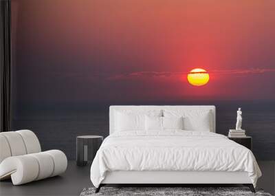 Red Sunset over the Southern Mediterranean Sea in southern Italy Wall mural