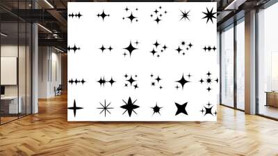 twinkle star, Minimalist silhouette stars icon, twinkle star shape symbols. Modern geometric elements, shining star icons, abstract sparkle black silhouettes symbol set vector illustration, eps10 Wall mural