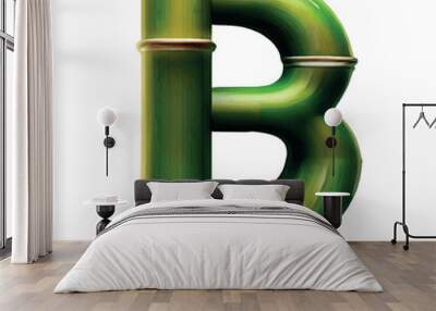 capital letter B in green bamboo  with black background Wall mural