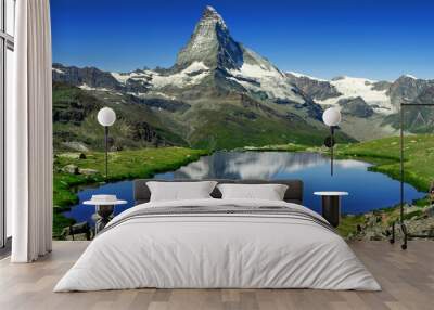 Matterhorn and its reflection in a lake Wall mural