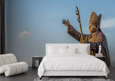 Statue of Pope John Paul II at the St. Thomas Mount National Shrine in Chennai shot during the golden hour.  Wall mural