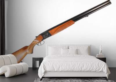 Old Soviet 12-gauge over and under double-barreled hunting gun isolated on a white background Wall mural