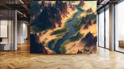 Aerial Canyon Sunset - AI Generated Wall mural