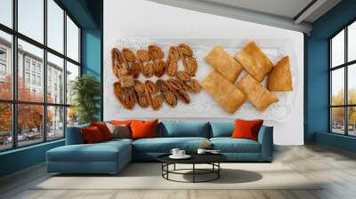 White tray with two types of tasty fresh pastries Wall mural