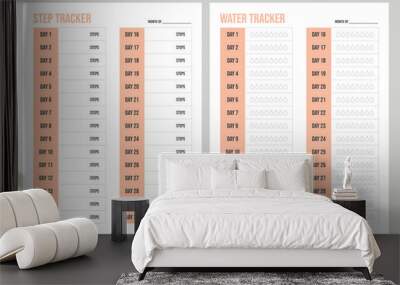 step tracker and water tracker printable Wall mural