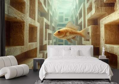 A fish on a labyrinth Wall mural