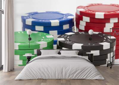 Stacks of different casino chips Wall mural