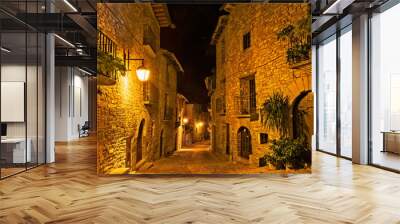 Charming Night Scene in a Historic European Village Wall mural