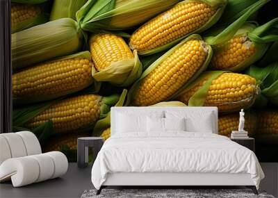 Close-up of Fresh Corn Crop, a Healthy and Nutritious Vegetarian Meal Wall mural