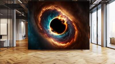 black hole, stars and clouds,3D illustration. Wall mural