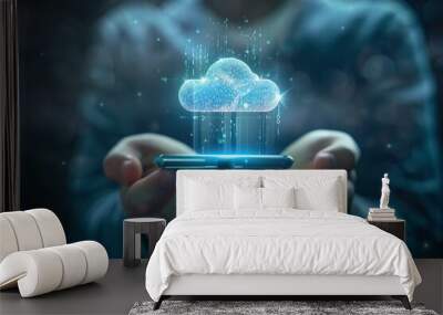 Cyber Security Technology Concept. Securing Cloud Online Wall mural