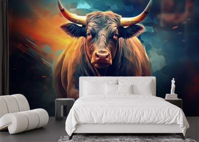 illustration, bull in digital style Wall mural