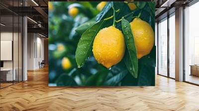 leafy bushes with delicious lemons Wall mural