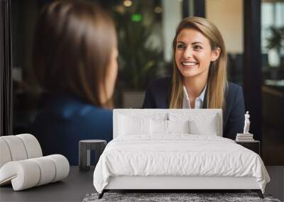 smiling business woman taking job interview Wall mural