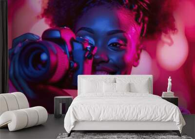 Woman Capturing Moments Wall mural