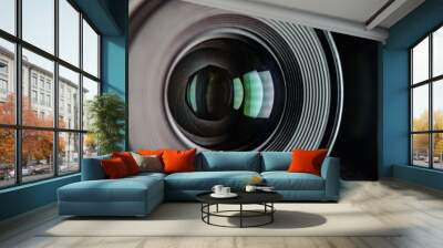 camera lens close up. lens aperture. big lens.  Wall mural