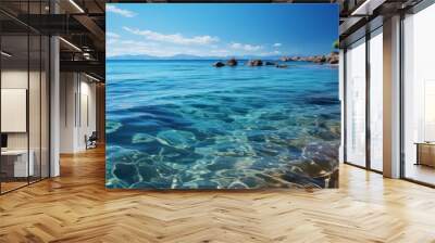 Nice photo of a blue sea on a virgin beach Wall mural