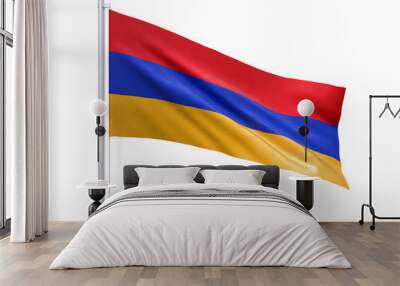 Armenia flag waving on white background, close up, isolated. 3D render Wall mural