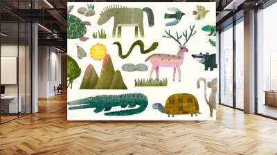 Animal wildlife watercolor vector illustration. Wall mural