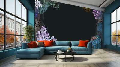 Coral reef frame,background,space for text,digital paint,backdrop Wall mural