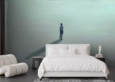 Lonely young man with the light. painting illustration Wall mural