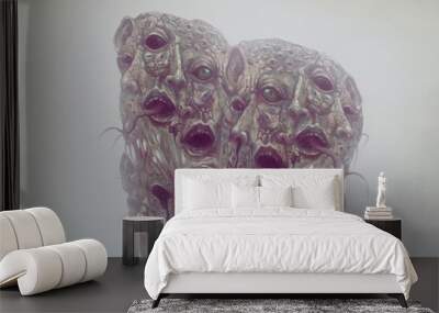 Scary face 3d illustration, Horror ghost and spooky concept, Surreal art, Portrait of demon, painting Wall mural