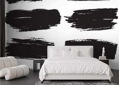 colección de manchas de pintura, pinceladas y brochazos vectoriales color negro grunge Wall mural