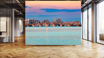 Twilight view of Sarasota skyline in florida, United States Wall mural