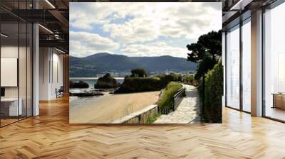 Os Castelos rocks on the beach of Seiramar, between Covas a Sacido, in Viveiro, Lugo, Galicia. Spain. Europe. October 05, 2019 Wall mural