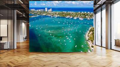 Peanut island Sandbar, Singer Island, Boating, day on the water, Drone Pictures Wall mural