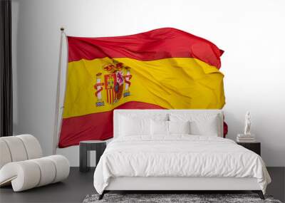 flag of spain waving in the wind with white background and copy space Wall mural