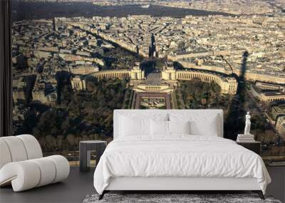 views of the paris skyline from the eiffel tower viewpoint Wall mural