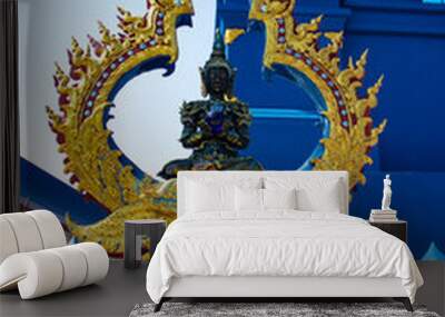 A beautiful view of Wat Rong Suea Ten, the Blue Temple at Chiang Rai, Thailand. Wall mural