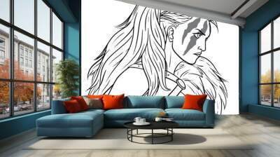 Illustration of viking warrior vector Wall mural