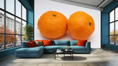 two tangerines on a white background Wall mural