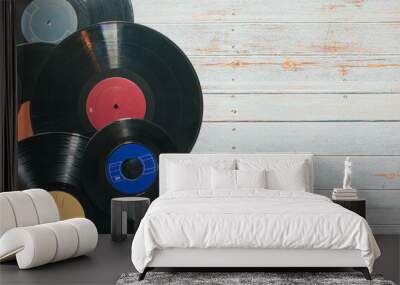 Old vinyl records in different formats Wall mural