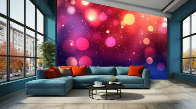 Abstract colorful light bokeh background with glowing circles Wall mural