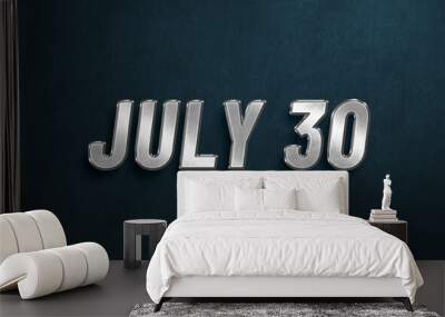 JULY IN SILVER HIGH RELIEF LETTERS ON DARK BACKGROUND Wall mural