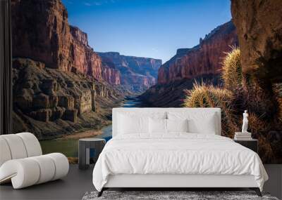 cactus overlooking the grand canyon  Wall mural